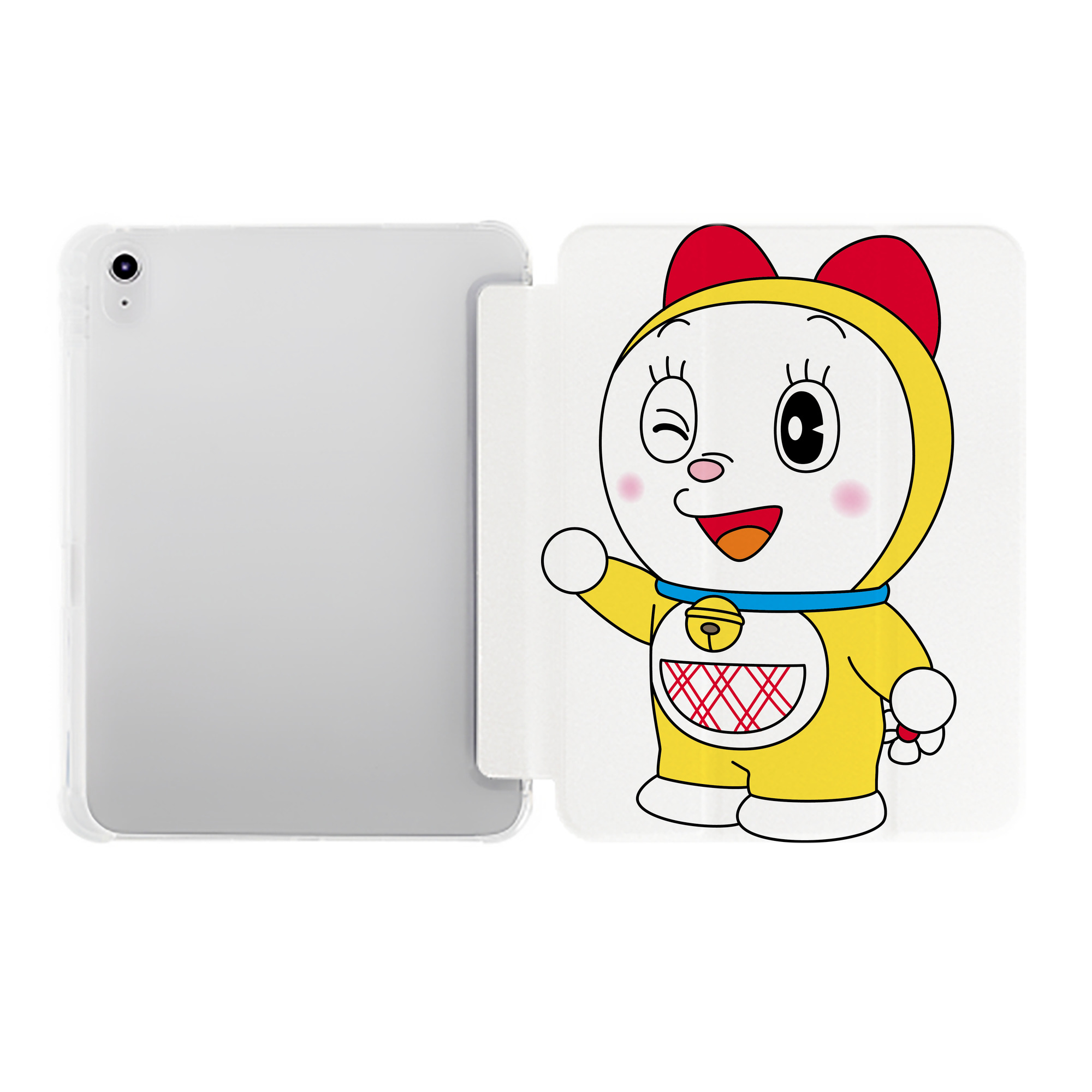 （画像用） ドラえもん ドラミ Doraemon Dorami IPad ケース ペン収納付き 三つ折りスタンド PUレザー×シリコン 対応機種9.5/10.5/10.9インチ